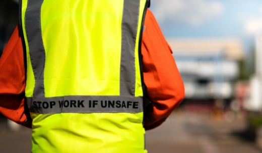 A close-up of a safety vest