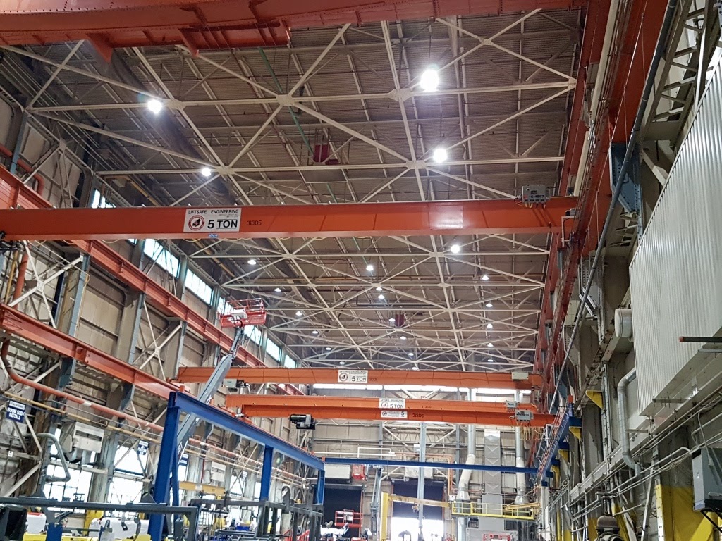 Many Liftsafe cranes on the factory floor